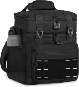 Lunch Box Cooler Bag - Tactical Insulated Lunchbox for Men - Large Soft Expandable Lunch Pail for Adults Work Outdoor Shifts Trips Black 16L