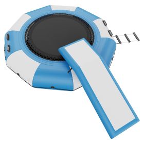 Inflatable Water Bouncer, 10ft Recreational Water Trampoline, Portable Bounce Swim Platform with Slide, 3-Step Ladder & Electric Air Pump