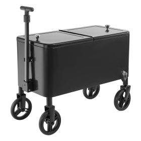 VEVOR 80 Quart Rolling Ice Chest Cart, with 2-Stage Telescopic Pull Handle and 2 Swivel Casters