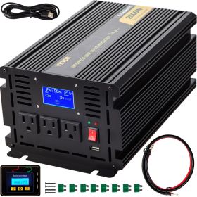 VEVOR Power Inverter, 2000W Modified Sine Wave Inverter, DC 12V to AC 120V Car Converter, with LCD Display, Remote Controller, LED Indicator