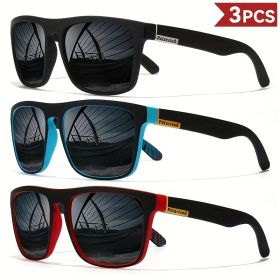 3PCS Fantasy cool classic polarized square fashion glasses for men and women outdoor sports party vacation travel driving fish (Lenses Color: C1)