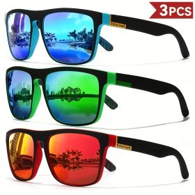 3PCS Fantasy cool classic polarized square fashion glasses for men and women outdoor sports party vacation travel driving fish (Lenses Color: C3)