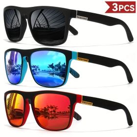3PCS Fantasy cool classic polarized square fashion glasses for men and women outdoor sports party vacation travel driving fish (Lenses Color: C2)