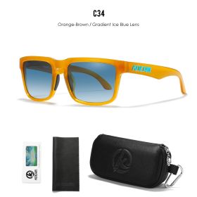 KDEAM Men's Polarized Sunglasses Square Casual Outdoors Sun Glasses Women Unisex Sunglass For Couple With Zipper Case (Lenses Color: C34 gradient blue)