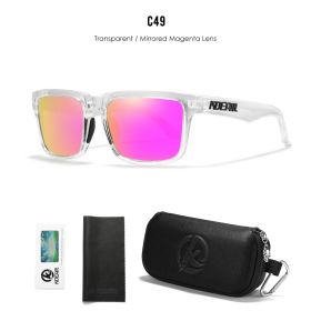 KDEAM Men's Polarized Sunglasses Square Casual Outdoors Sun Glasses Women Unisex Sunglass For Couple With Zipper Case (Lenses Color: C49 Mirror magenta)