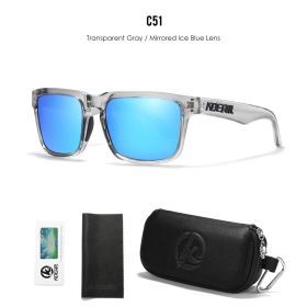 KDEAM Men's Polarized Sunglasses Square Casual Outdoors Sun Glasses Women Unisex Sunglass For Couple With Zipper Case (Lenses Color: C51Mirror ice blue)