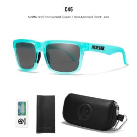 KDEAM Men's Polarized Sunglasses Square Casual Outdoors Sun Glasses Women Unisex Sunglass For Couple With Zipper Case (Lenses Color: C46 black)