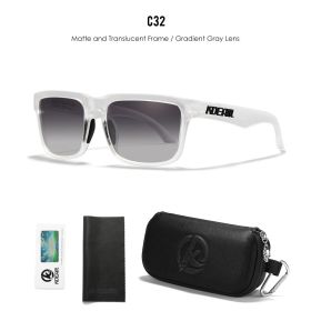 KDEAM Men's Polarized Sunglasses Square Casual Outdoors Sun Glasses Women Unisex Sunglass For Couple With Zipper Case (Lenses Color: C32 gradient gray)