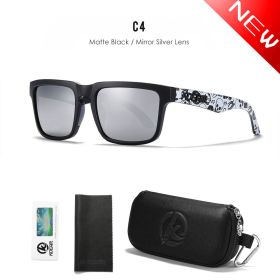 KDEAM Men's Polarized Sunglasses Square Casual Outdoors Sun Glasses Women Unisex Sunglass For Couple With Zipper Case (Lenses Color: C4 mirrored silver)