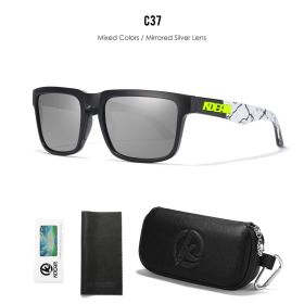 KDEAM Men's Polarized Sunglasses Square Casual Outdoors Sun Glasses Women Unisex Sunglass For Couple With Zipper Case (Lenses Color: C37 mirror silver)