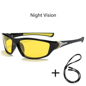With Glasses Chain Polarized Sports Sunglasses Men Women Fishing Hiking Cycling Climbing Skiing Vintage Sport Sun Glasses UV400 (Lenses Color: ChainD23(NightVision)