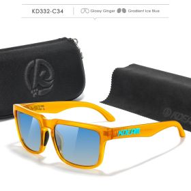KDEAM Polarized Fishing Sunglasses For Men Outdoor Sports Standard Size with Zipper Case Safe Storage UV400 (Lenses Color: C34gradient ice blue)