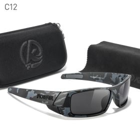 KDEAM Men's Fishing Sunglasses Feature All-Black Design Durable Material Photochromic And Night Driving Sunglasses Skull Case (Lenses Color: C12 black)