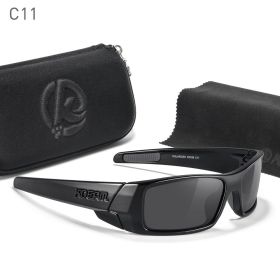 KDEAM Men's Fishing Sunglasses Feature All-Black Design Durable Material Photochromic And Night Driving Sunglasses Skull Case (Lenses Color: C11 bright black)