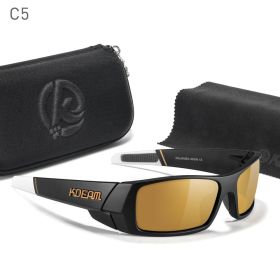 KDEAM Men's Fishing Sunglasses Feature All-Black Design Durable Material Photochromic And Night Driving Sunglasses Skull Case (Lenses Color: C5 gold mirror)