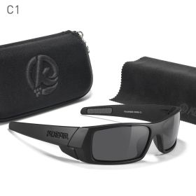 KDEAM Men's Fishing Sunglasses Feature All-Black Design Durable Material Photochromic And Night Driving Sunglasses Skull Case (Lenses Color: C1 matte black)
