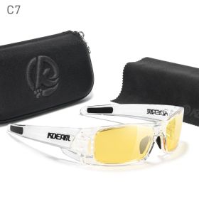 KDEAM Men's Fishing Sunglasses Feature All-Black Design Durable Material Photochromic And Night Driving Sunglasses Skull Case (Lenses Color: C7 night vision)