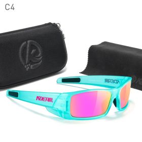 KDEAM Men's Fishing Sunglasses Feature All-Black Design Durable Material Photochromic And Night Driving Sunglasses Skull Case (Lenses Color: C4 magenta mirror)