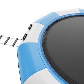 VEVOR Inflatable Water Bouncer, 13ft Recreational Water Trampoline, Portable Bounce Swim Platform with 3-Step Ladder & Electric Air Pump (Color: Blue & White, size: 13 ft)