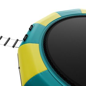 VEVOR Inflatable Water Bouncer, 13ft Recreational Water Trampoline, Portable Bounce Swim Platform with 3-Step Ladder & Electric Air Pump (Color: Green & Yellow, size: 13 ft)