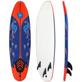 6 Feet Surfboard with 3 Detachable Fins (Color: Red)